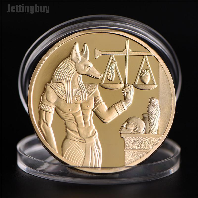 Jettingbuy Egypt Gold Plated 40mm Pyramid Commemorative Coin Tourism Gift Collection