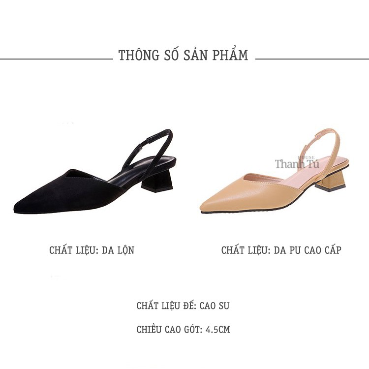 Giày Sandal Mũi Nhọn Gót Vuông Dáng Basic - SA001