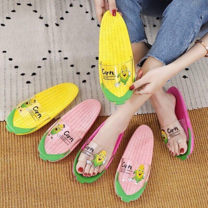 Dép Hình Bắp Ngô Siêu Cute Quai Ngang Trong Suốt giá rẻ