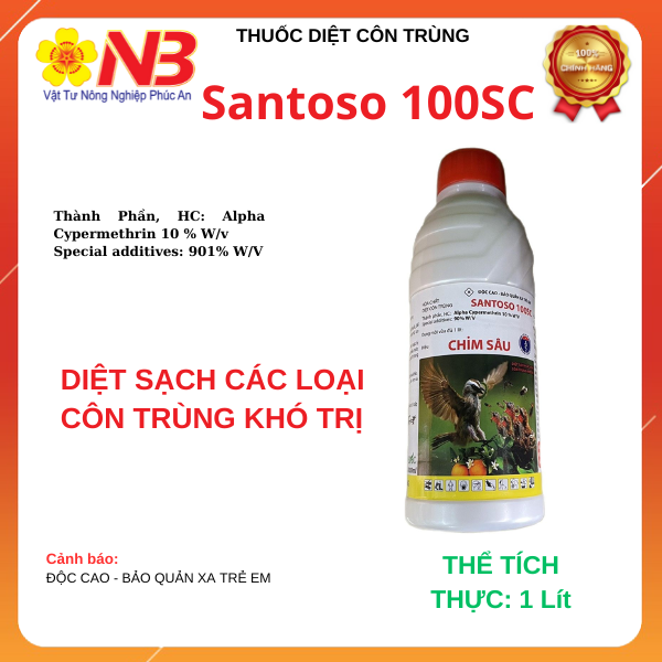 Santoso 100SC - Chim sâu- chai 1Lit Trừ bọ trĩ, côn trung ruồi muỗi kiến gián-Vtnn Năm Bưu