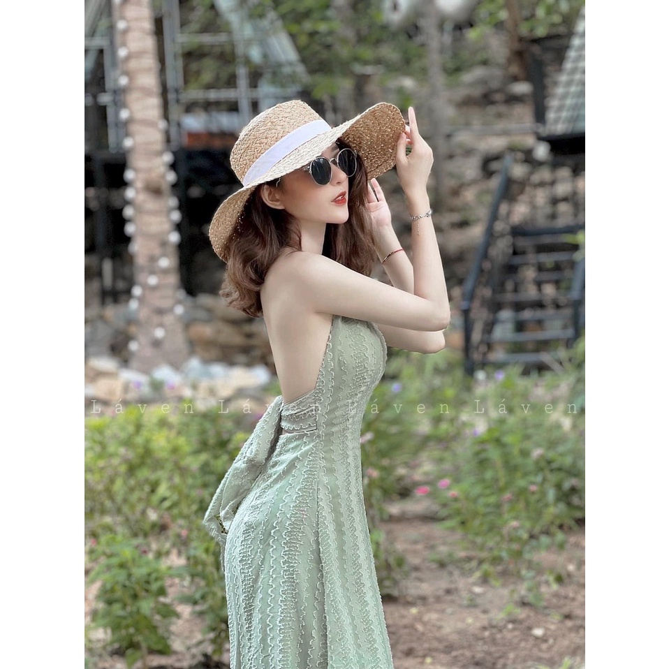 Đầm ren xanh cổ yếm - Maxi Ngọc lan