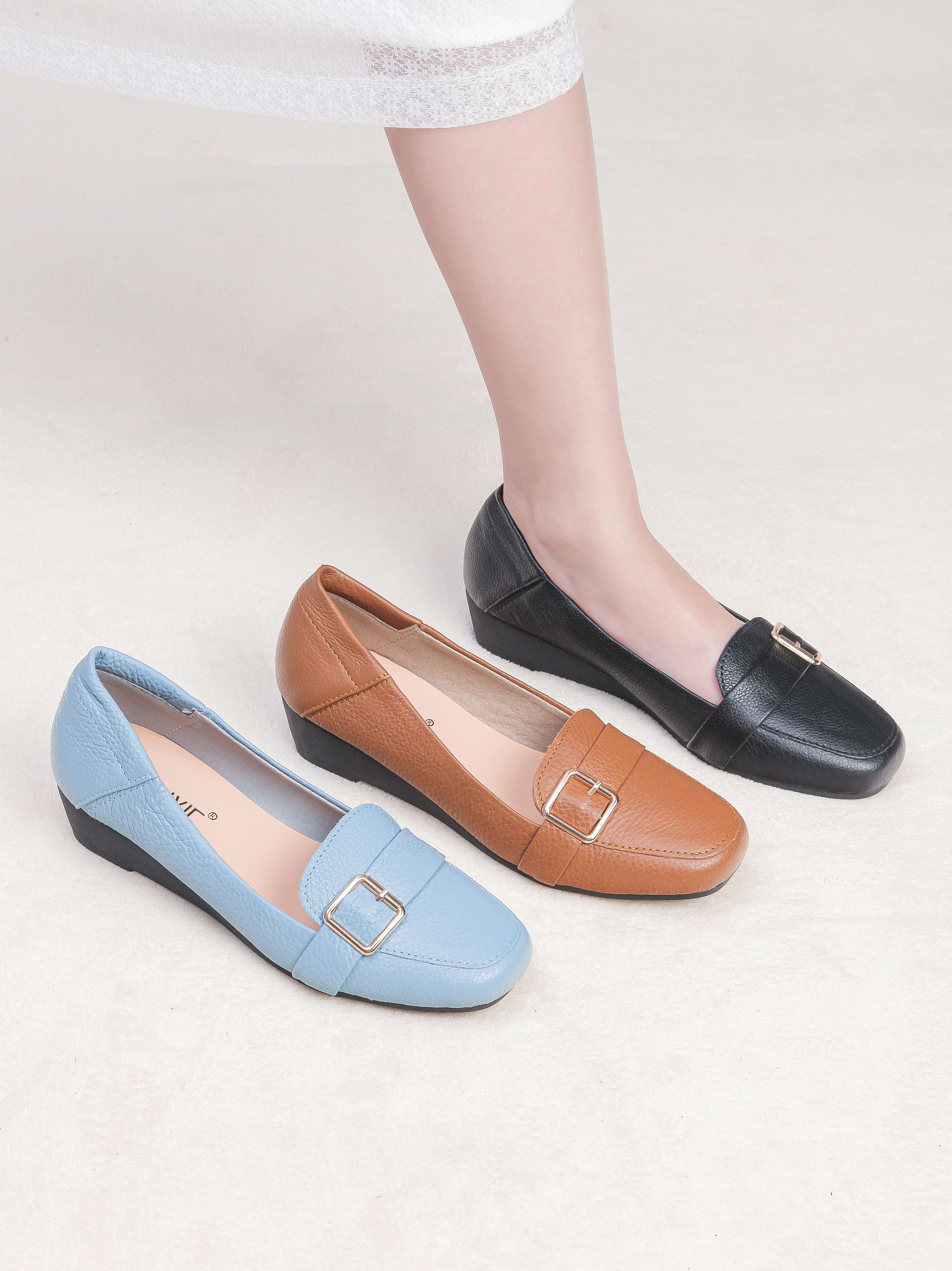 Giày Búp Bê Đế Xuồng Da Thật Gắn Khoá Pixie X596