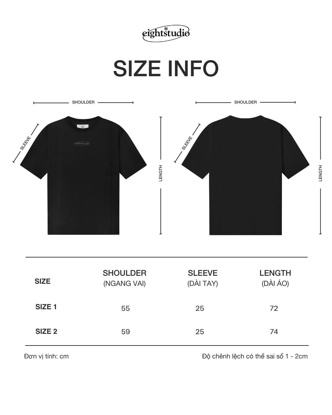 Basic Logo Tee - Áo Thun Unisex Tay Ngắn Màu Trắng/Đen Thun Poly Ít Nhăn Eight Studio