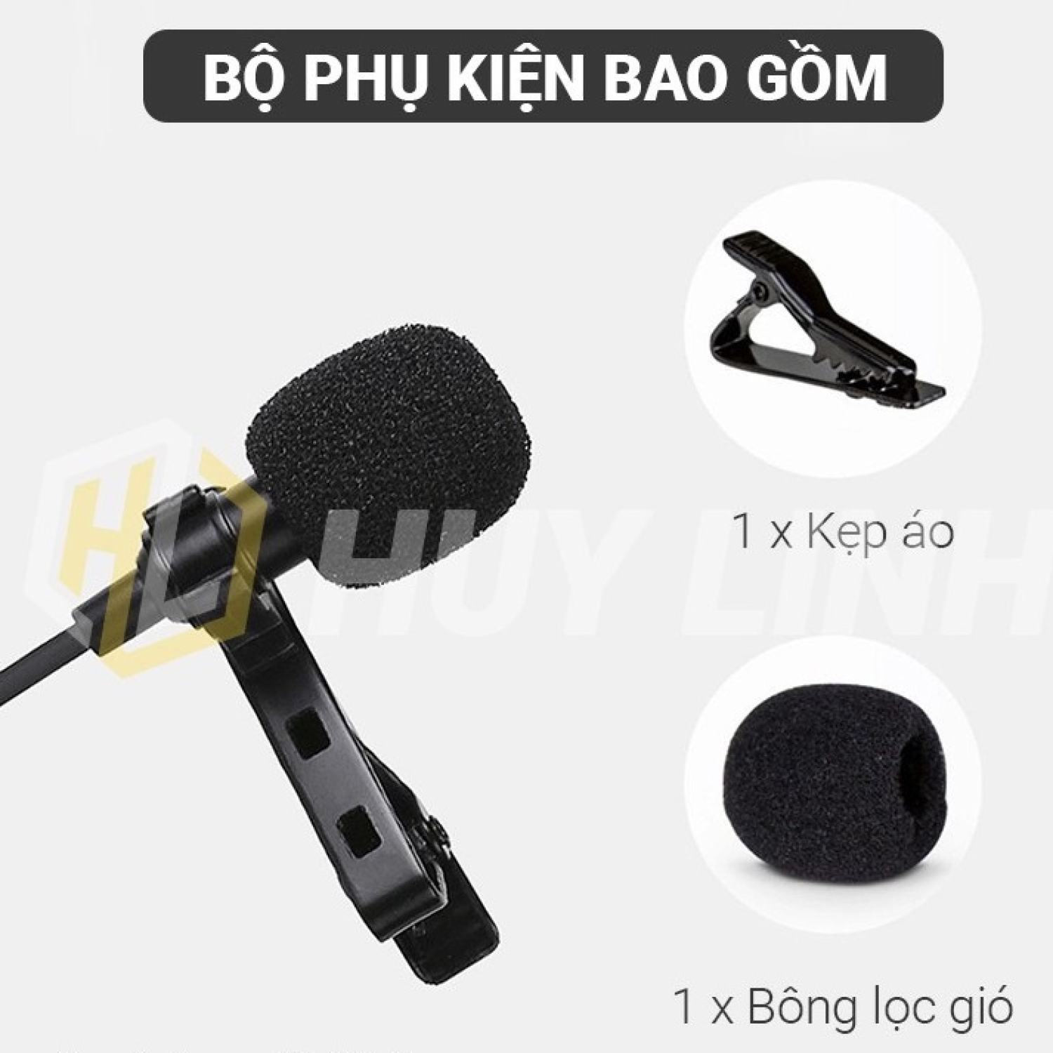 Micro cài áo Lavalier Microphone hàng chuẩn Jack 3.5mm, cổng Lightning, cổng Type-C cho điện thoại
