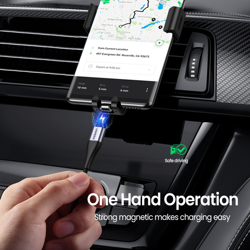 UGREEN 1m tính loại C 3A Cáp dữ liệu sạc nhanh Micro USB cho Samsung S23 S22 Xiaomi 11t 12t Nam châm Bộ sạc USB C cho điện thoại di động Dây USB Model:60276