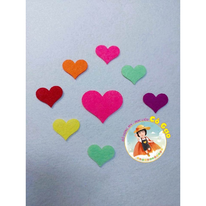SET TRÁI TIM VẢI NỈ TRANG TRI MAM NON, THIEP