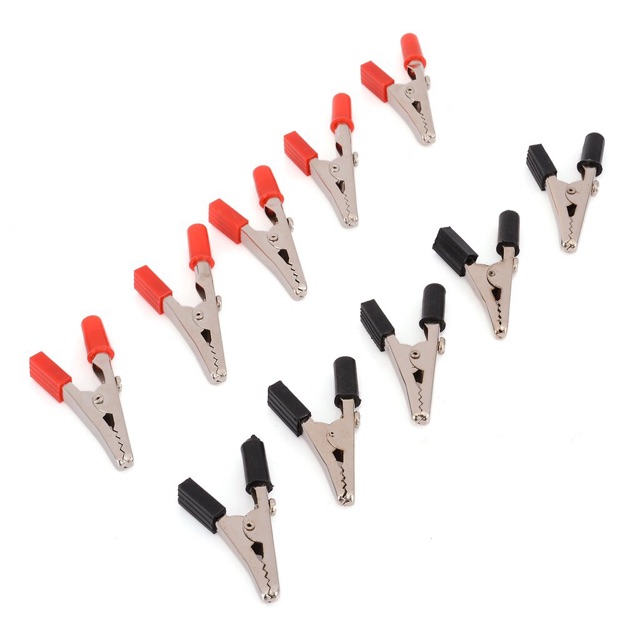 [HCM]Set 5 cặp kẹp cá sấu  10A đỏ đen chắc chắn