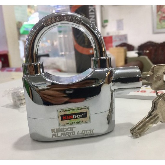 [HCM]Ổ Khóa Báo Động Chống Trộm KINBAR Inox Cao Cấp Hú Lớn 7 Phân Chính Hãng Có Tem (Tặng Kèm Pin)