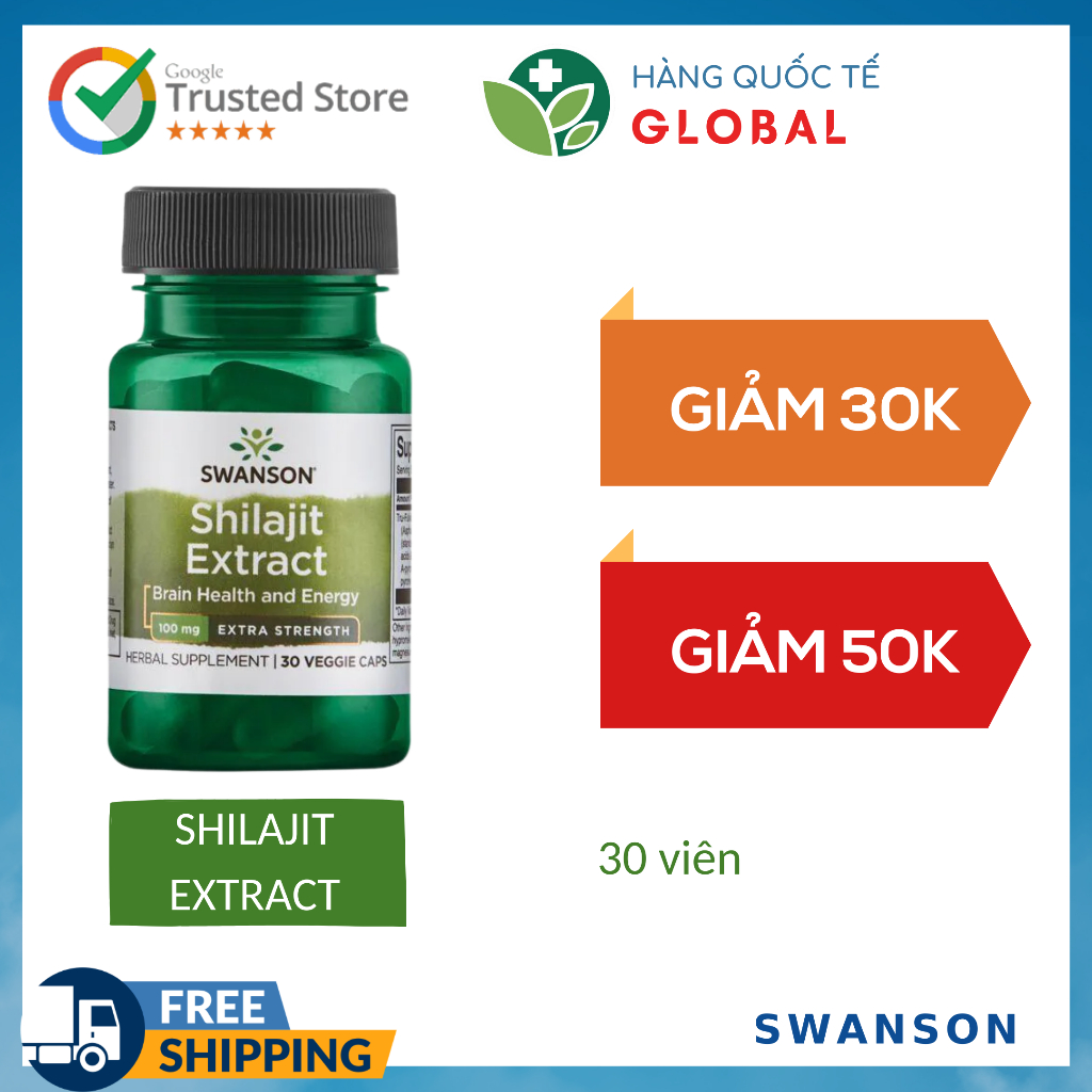 Swanson shilajit extract, 30 tablets, supports brain health and provides energy for adults