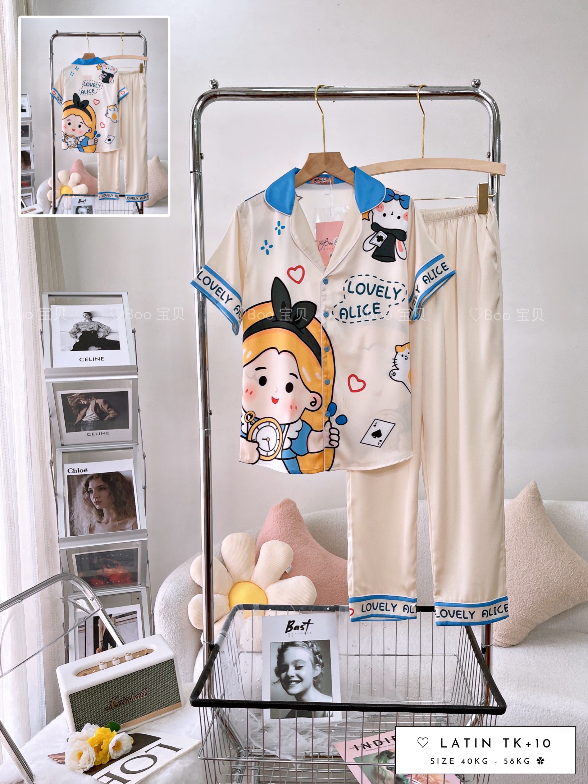 (Tay Ngắn Quần Dài) - Pijama Mặc Nhà BooBoo Lụa Latin 40-58kg