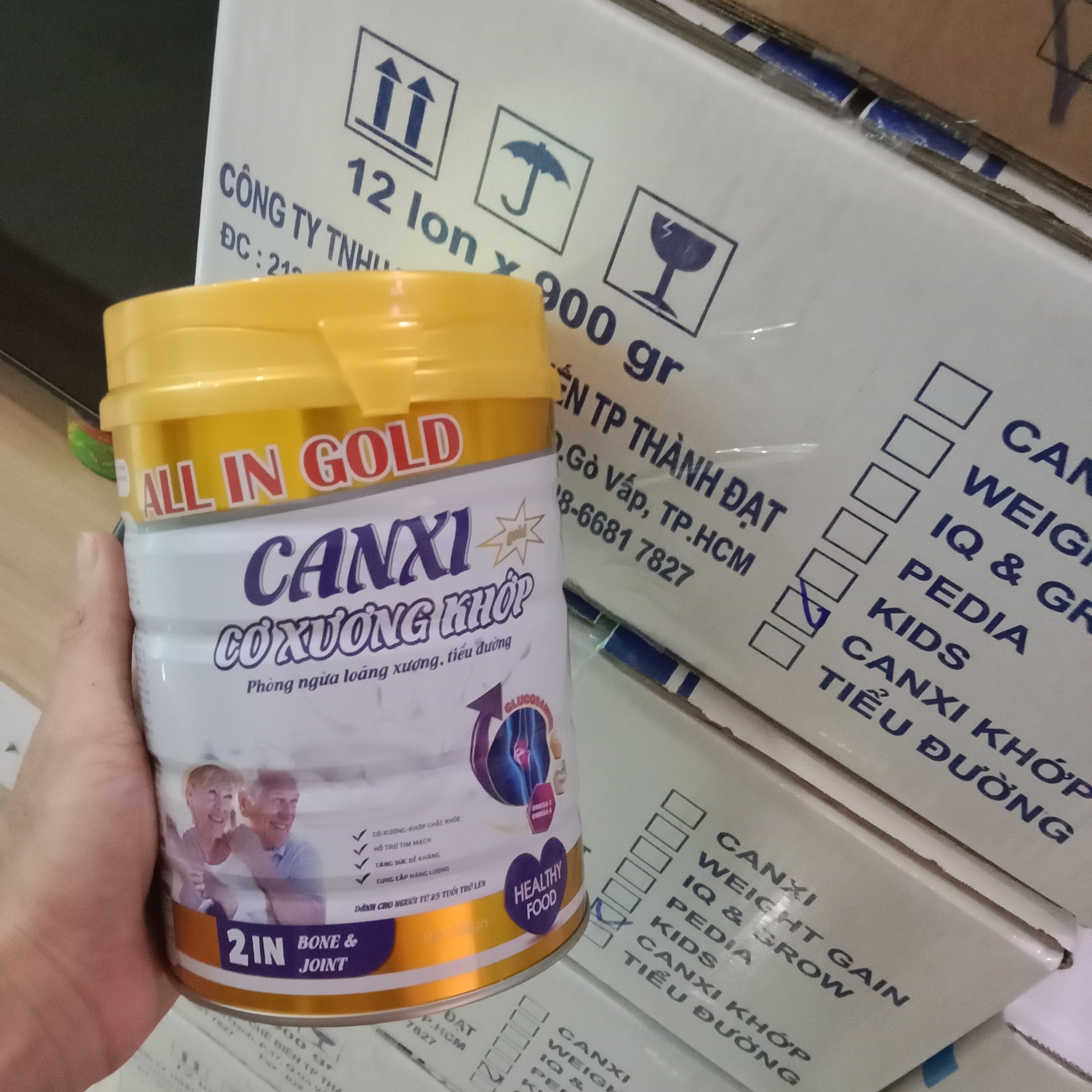 Sữa ALL IN GOLD Cơ Xương Khớp 900g [từ 25 tuổi] – Ngừa loãng xương, cân bằng huyết áp, hỗ trợ tim mạch - Sữa cơ xương khớp