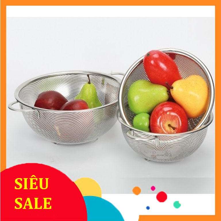 [HCM]Rổ Inox Dày Lỗ Nhỏ Kích Thước 28CM