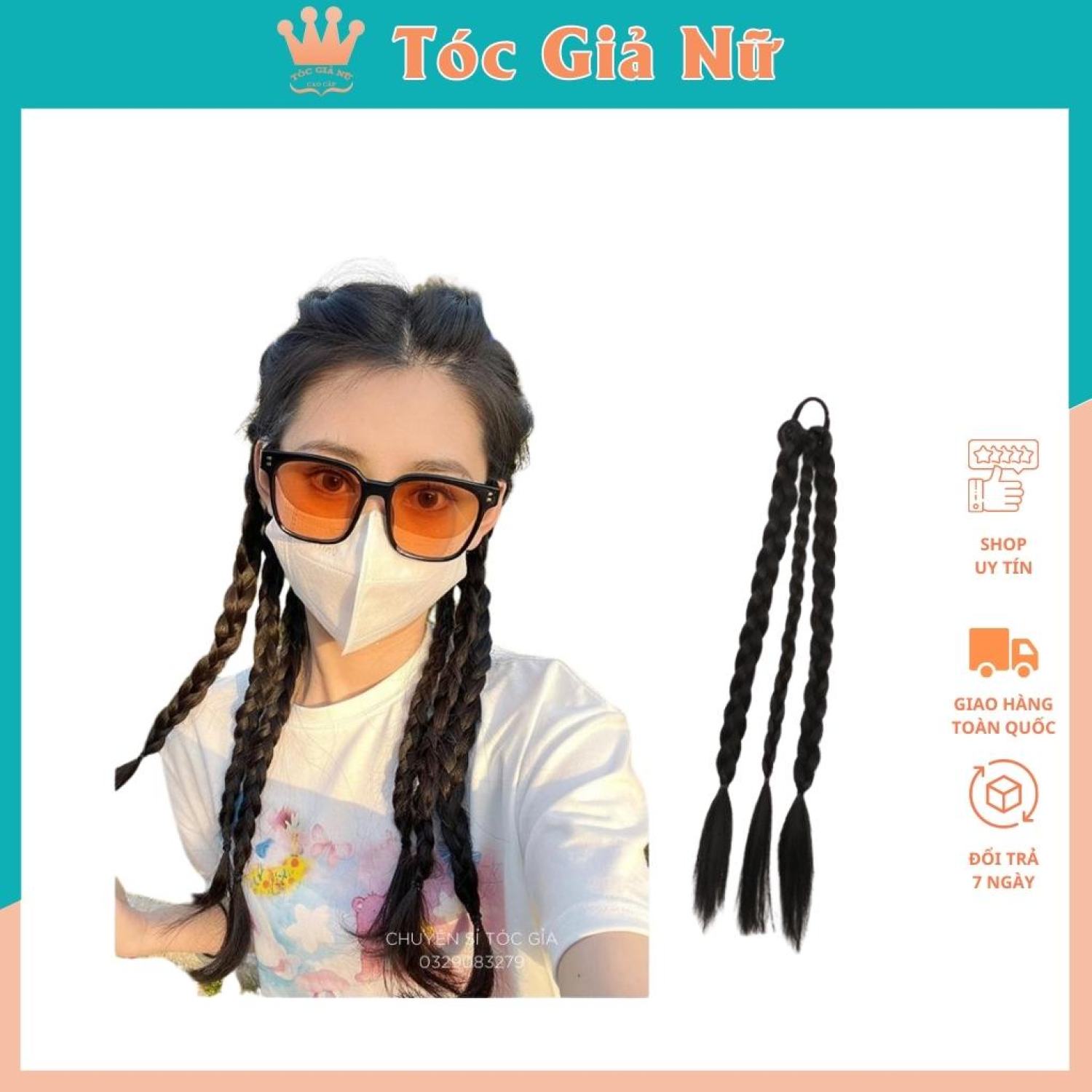 Tóc giả dây cột tóc con rít dai 60cm mẫu mới