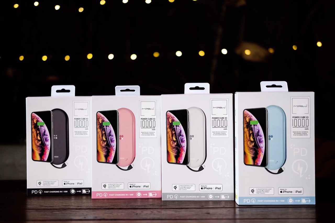 Sạc không dây Mipow Power Cube X3 10.000mAh