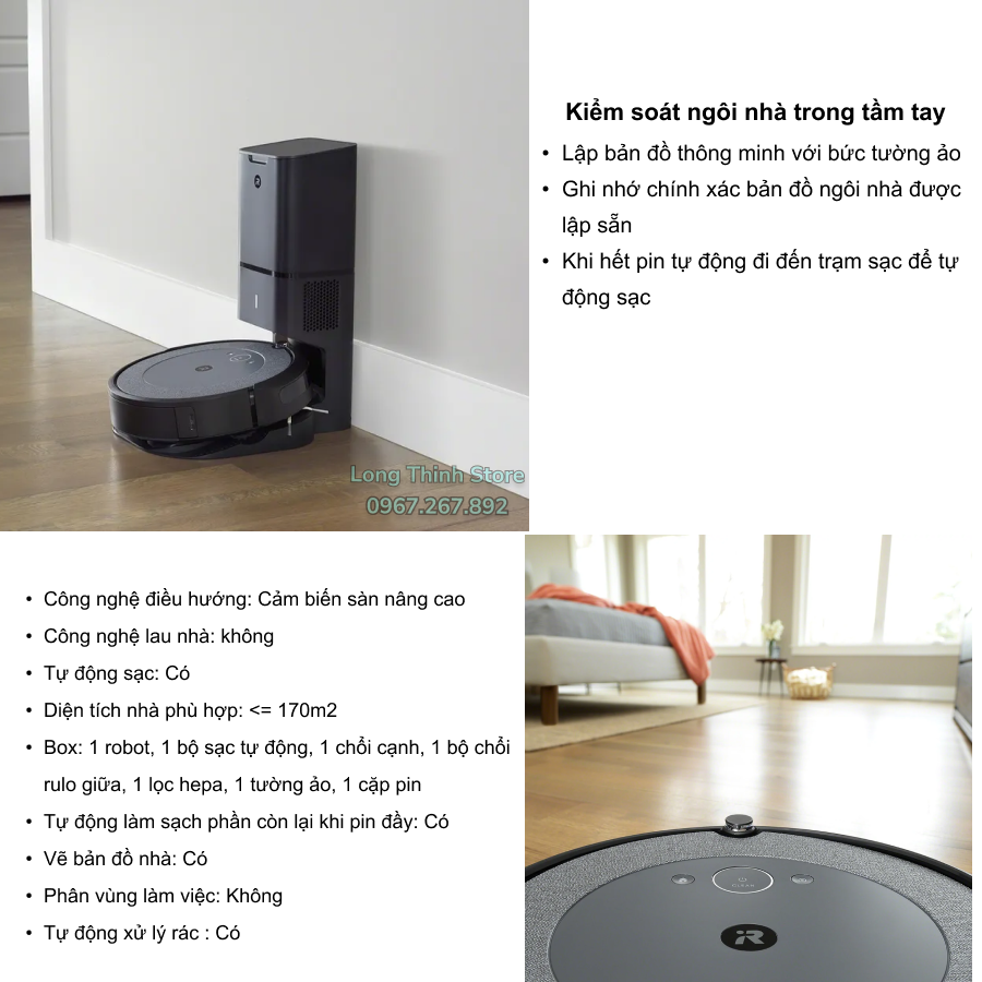 [BH 12 tháng chính hãng] Robot Hút Bụi Tự Động iRobot Roomba i3 plus