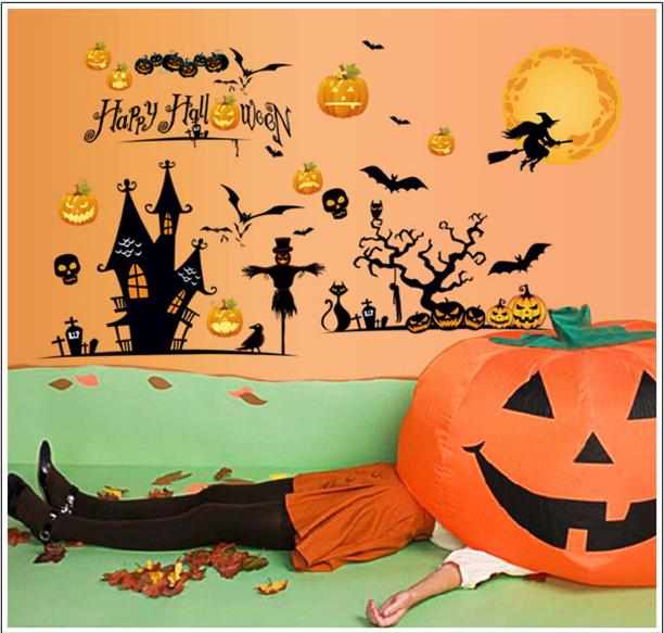 Decal trang trí tường - Lễ Hội Halloween 04. Decal in trên chất liệu PVC  có keo sẵn ở mặt sau chỉ cần lột ra và dán.