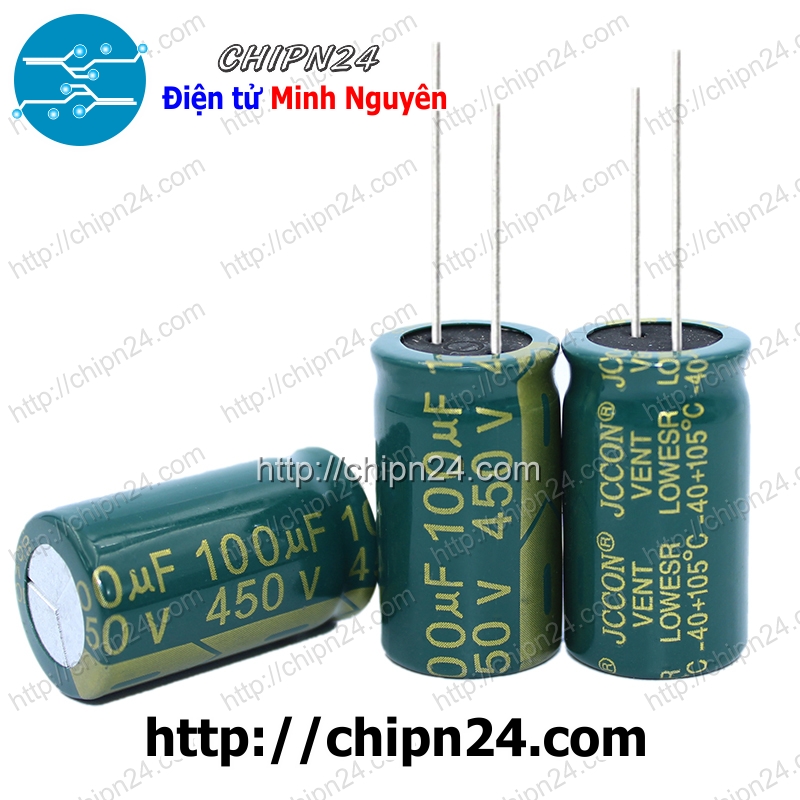 Tụ hóa 100uf 450v xanh lá tần số cao