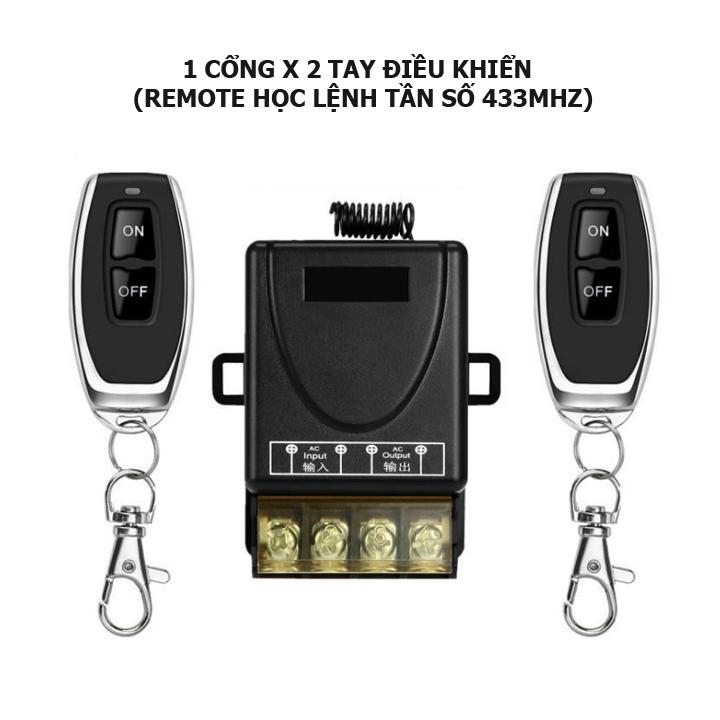 Công tắc điều khiển từ xa 1 cổng 2 remote 100m/30A/220v bật tắt máy bơm nước, máy rửa xe, hệ thống đèn