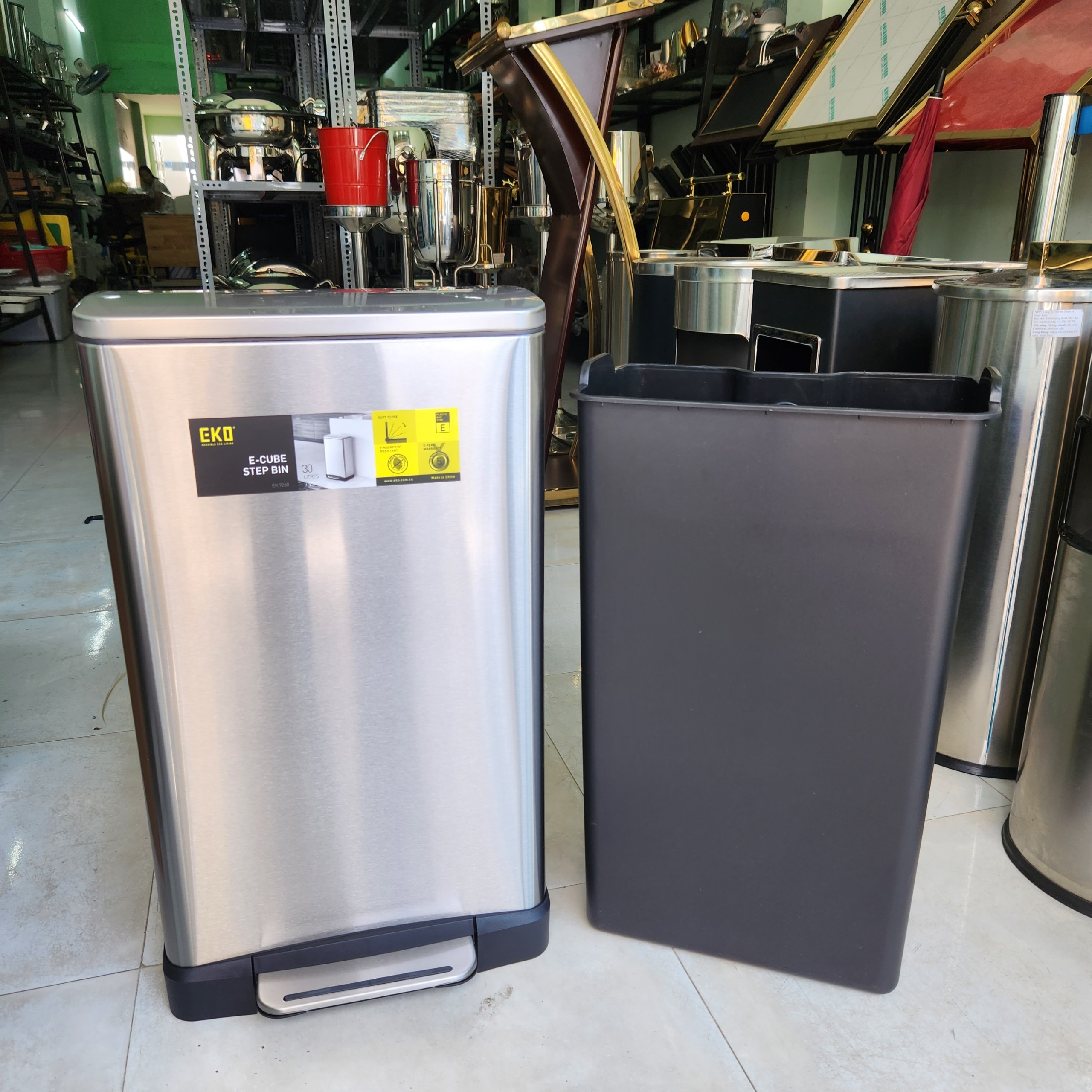 Thùng Rác Inox Chân Đạp 30L EKO EK9268MT