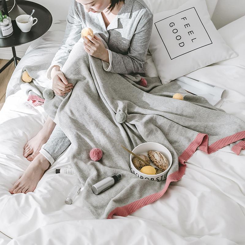 Bắc Âu Trong Gió Giản Lược 100% Cotton Thảm, Chăn Sợi Đáng Yêu Bóng Màu Chăn Lông Dệt May 100% Cotton Chăn Sô Pha Trang Trí Khăn Choàng Vai Chăn