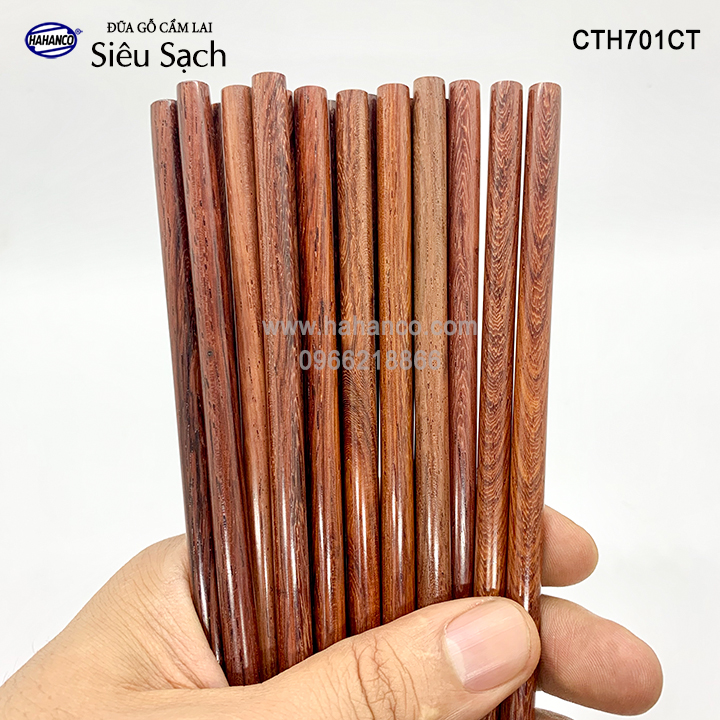 Đũa tròn gỗ Cẩm Lai Siêu sạch (10 đôi) gỗ tự nhiên vân đẹp /Chopstick of HAHANCO (CTH701CT)