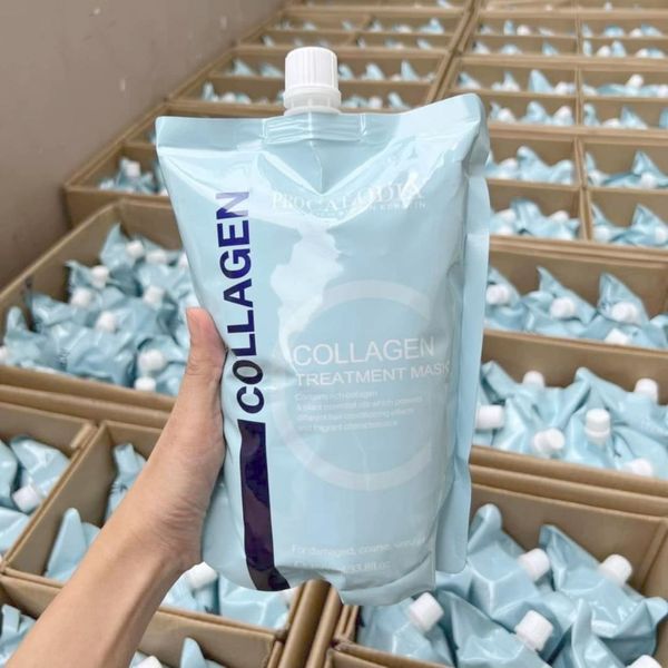 Kem hấp ủ tóc Pro Calodia Collagen Treatment siêu mượt phục hồi tóc dạng túi 1000ml.