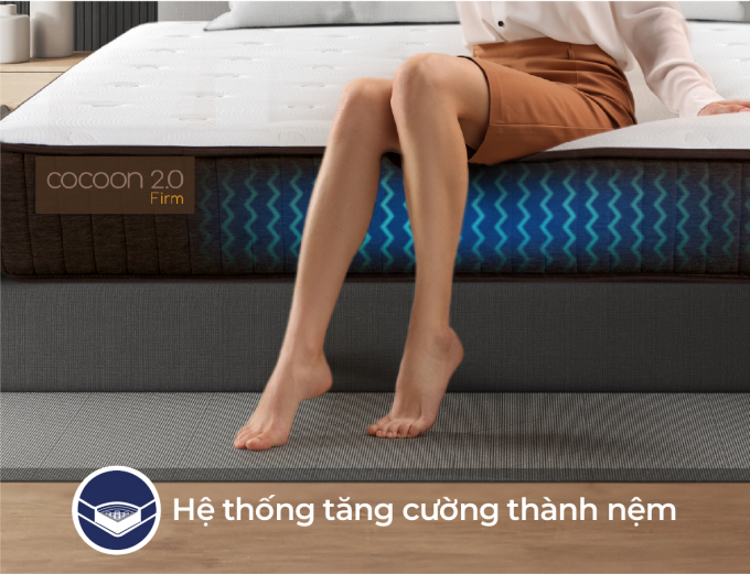 Nệm Lò Xo Liên Á COCOON 2.0 FIRM, tối ưu với tư thế nằm thẳng lưng- Độ cao 25cm-Bảo hành 10 năm.