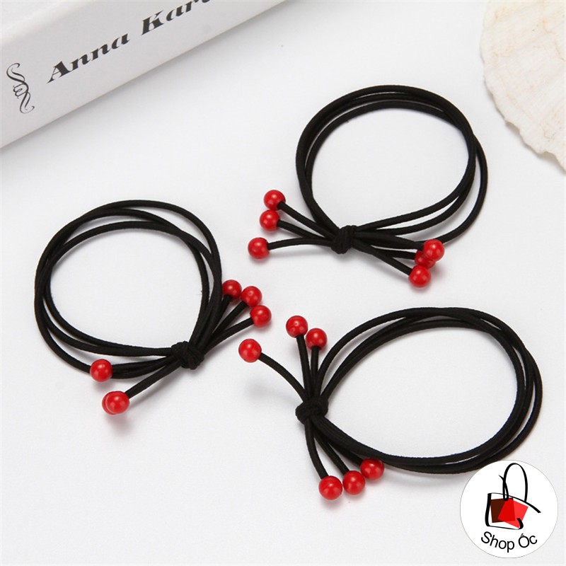Sỉ 100 Dây Cột Tóc Chery 3 Hột Tua Phong Cách Hàn Quốc Siêu Dễ Thương