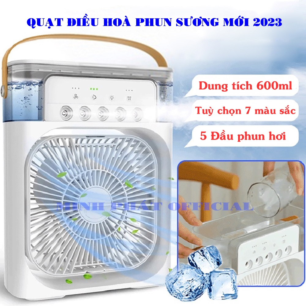 Quạt hơi nước mini để bàn làm mát tạo ẩm Quạt điều hòa hơi nước dung tích 600ml làm mát bằng đá nhanh hơn