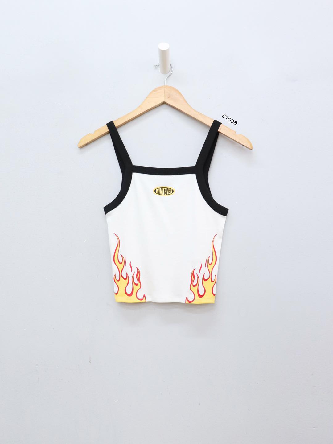 C1038 - Áo thun 2 dây croptop F21 in hình lửa