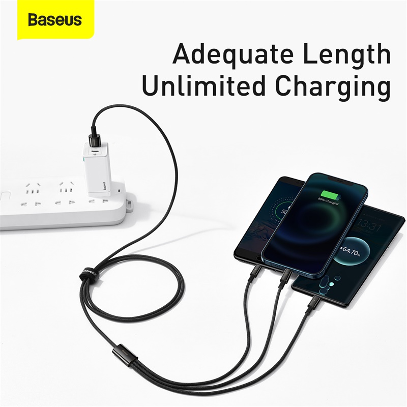 [BẢO HÀNH 12 THÁNG] Cáp sạc nhanh 3in1 USB type C-lightning-Micro BASEUS cho iPhone Samsung Micro USB Android Mobile Phone Cable/ Huawei Xiaomi USB C