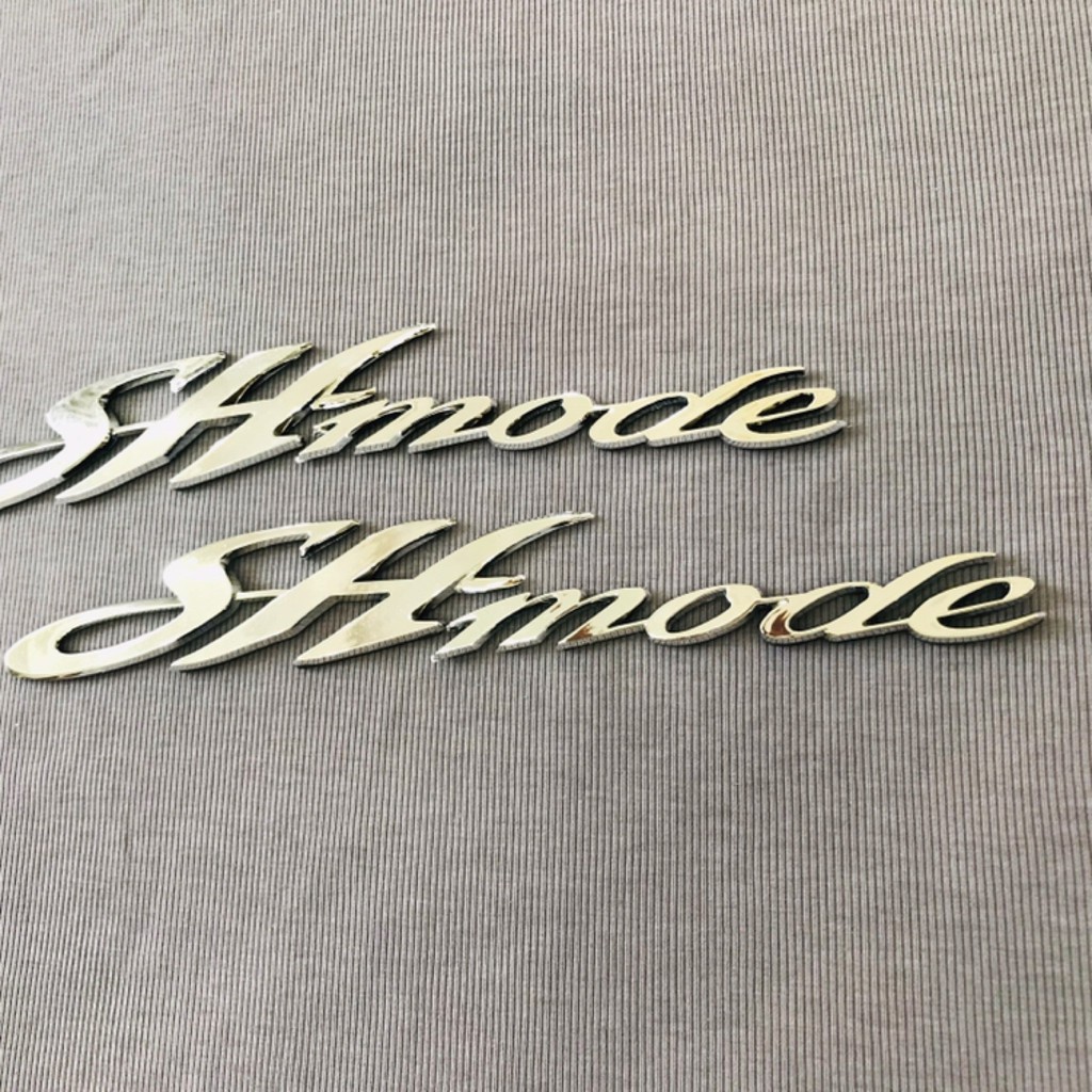 Cặp tem chữ nổi xi bóng SH mode màu bạc