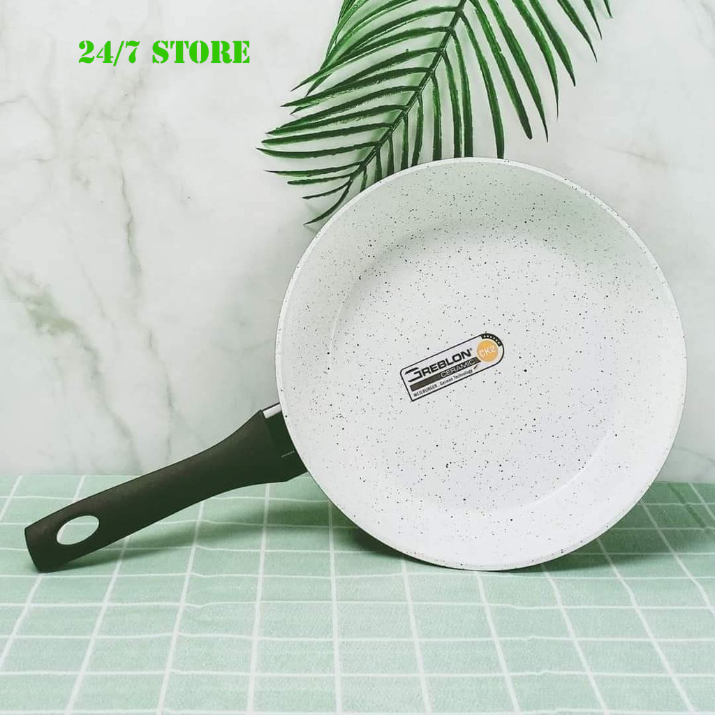 Chảo chống dính bếp từ men Ceramic của Đức, vân đá, Thương hiệu Rapido, men nhập khẩu từ Đức đáy chấm