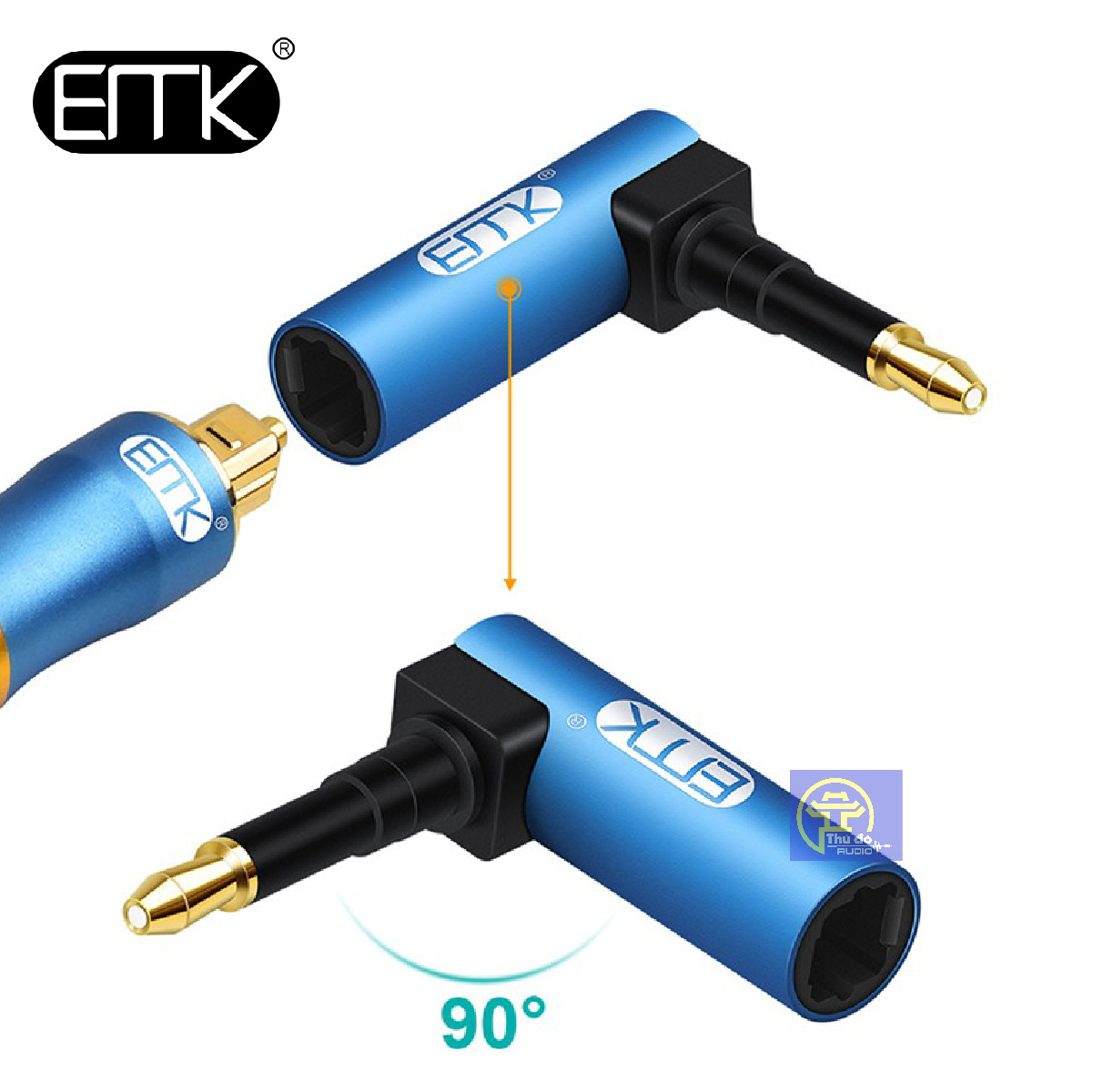 Đầu Chuyển Đổi Cáp Quang Toslink sang Mini Toslink 3.5mm SPDIF EMK cho loa Soundbar, TV- Chân vuông góc