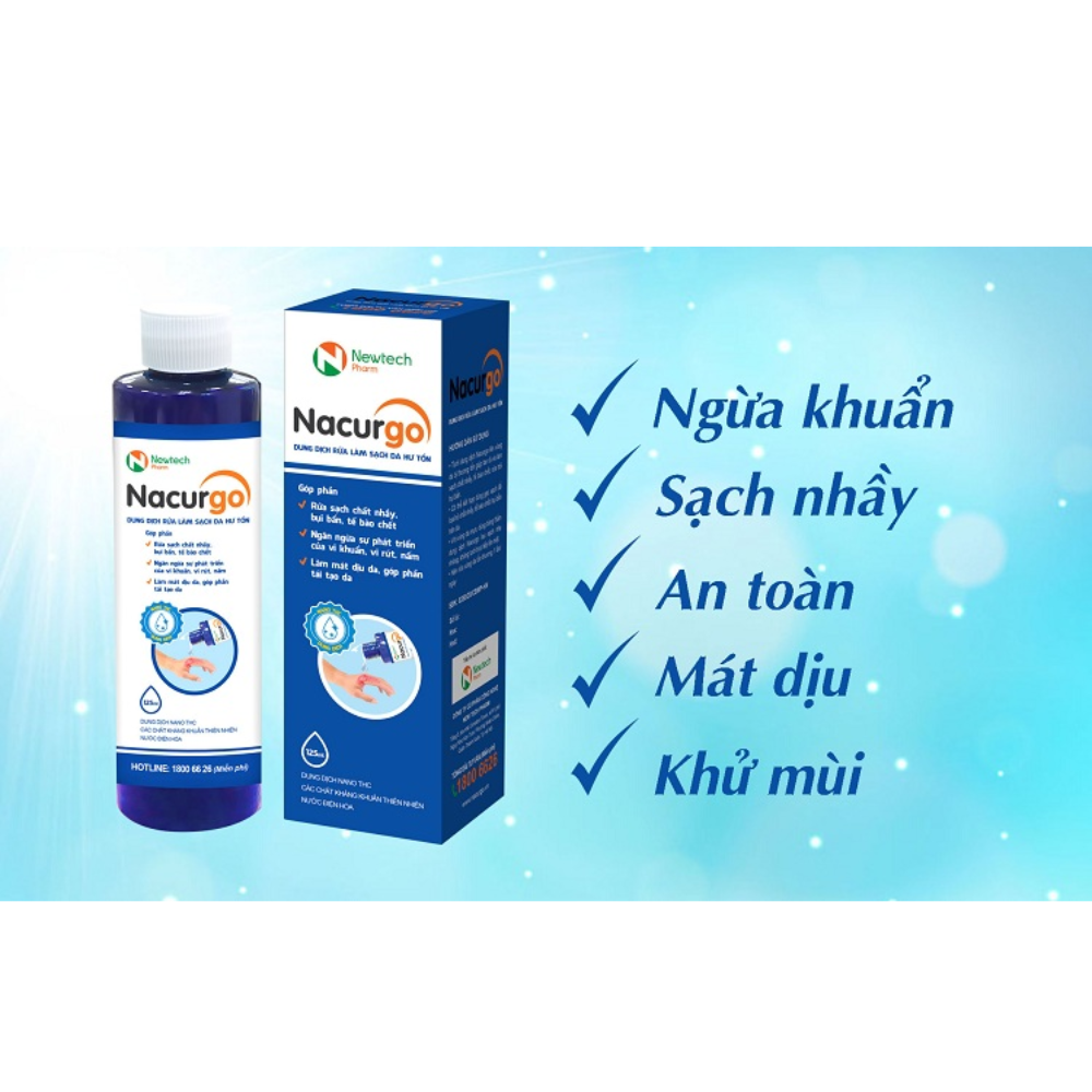 Dung dịch rửa, làm sạch da hư tổn Nacurgo (125 ml)