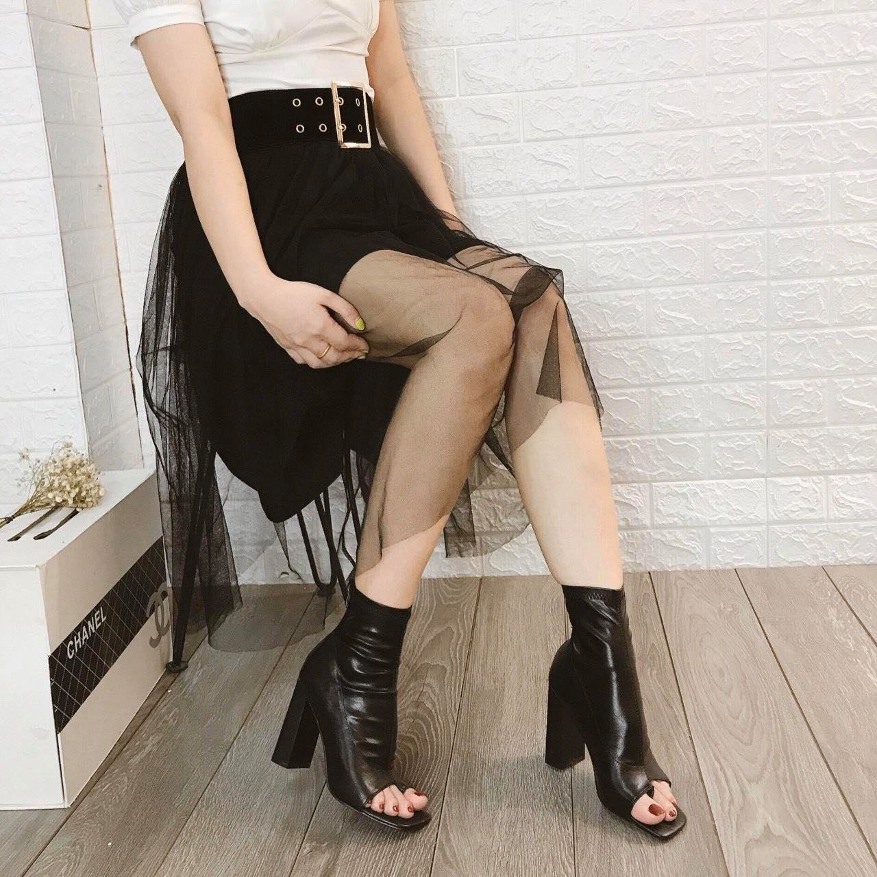 Boot hở mũi xỏ ngón da mềm