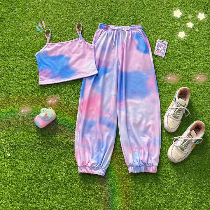 SET BỘ Loang Đủ Màu Quần Dài  Kết Hợp ÁO Thun 2 Dây Siêu Chất Hot Trend Mới, Hàng Mới Ra Rất Đẹp Cá Tính Năng Động Cho Các Chị Em TTSLA0498