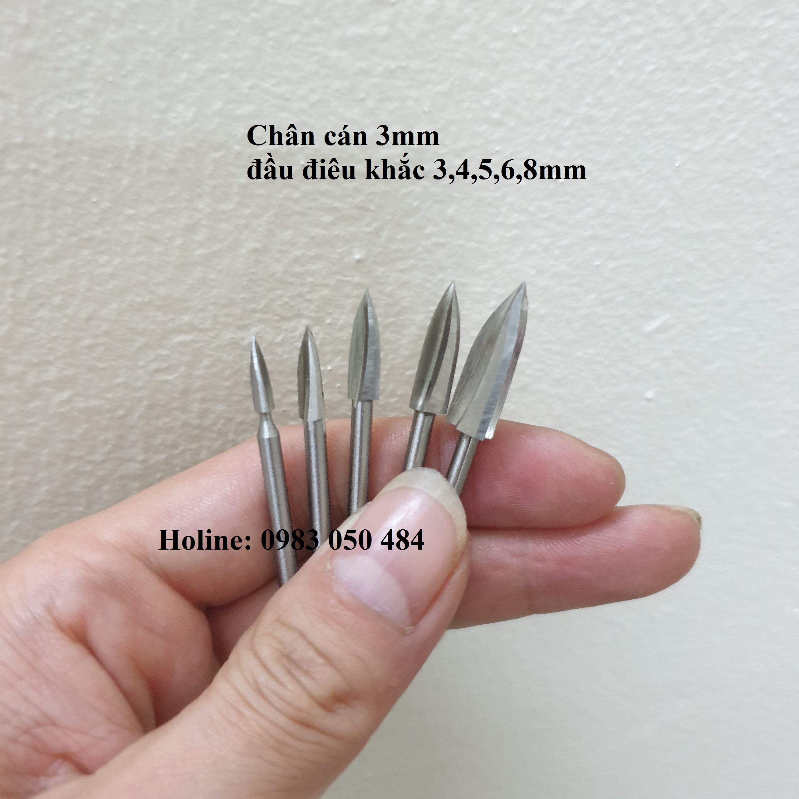Bộ 5 mũi khoan mài điêu khắc làm lũa gỗ - dụng cụ máy làm lũa gỗ bonsai cán 3mm