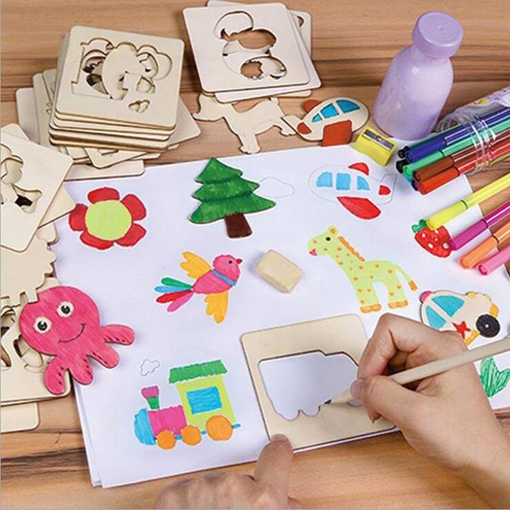 BỘ KHUÔN VẼ TRANH BẰNG GỖ CHO BÉ