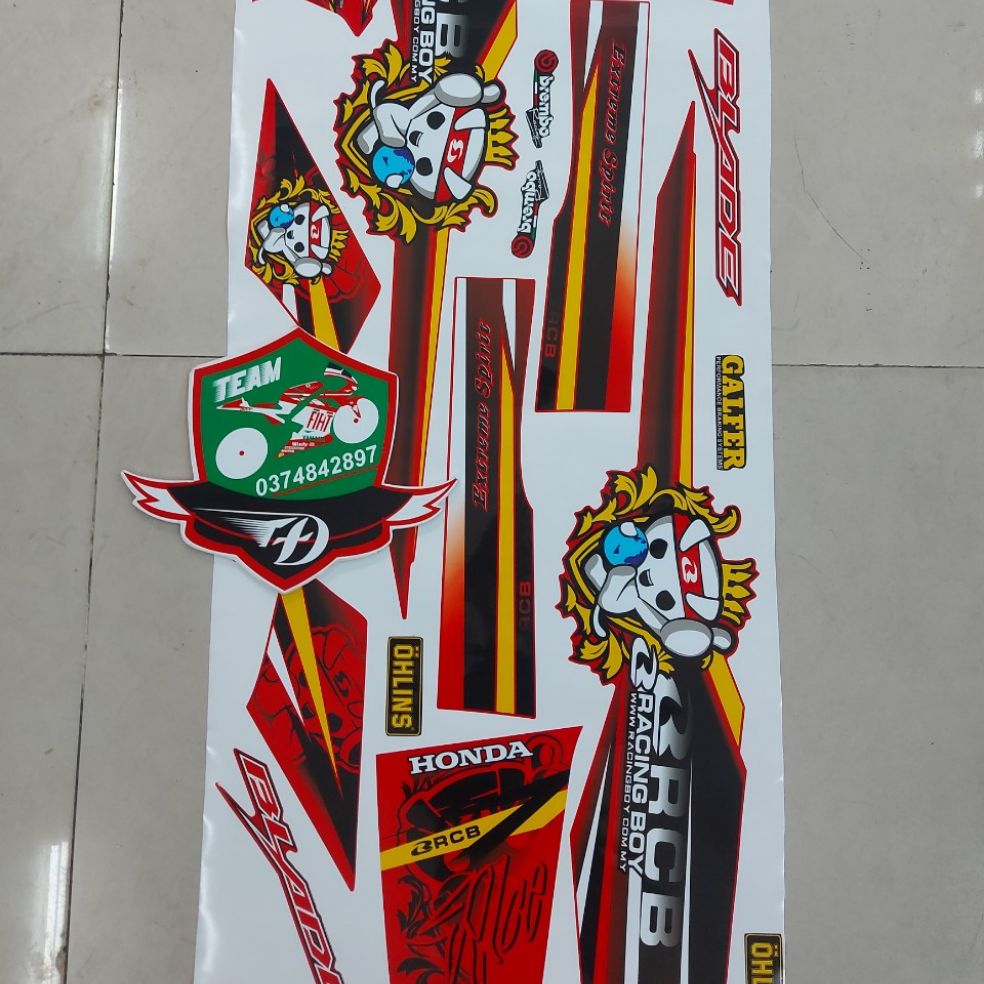 Tem xe Blade tem rời cai cấp 3 lớp dán xe đỏ xe đen đỏ đen