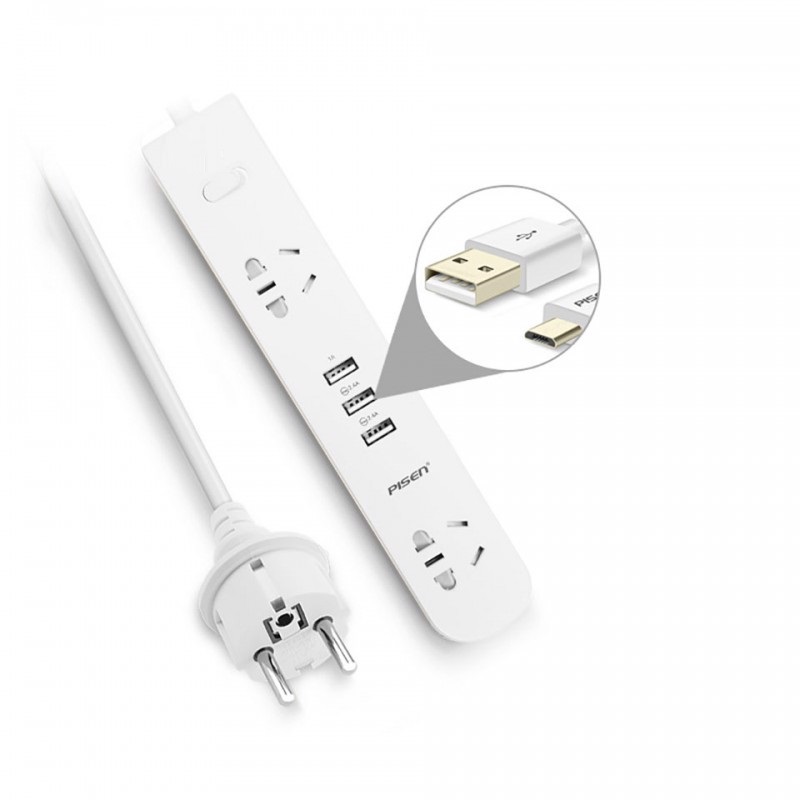 Ổ cắm điện Pisen KY-23 EP  ( 2 AC , 3USB ) -BH 18 Tháng