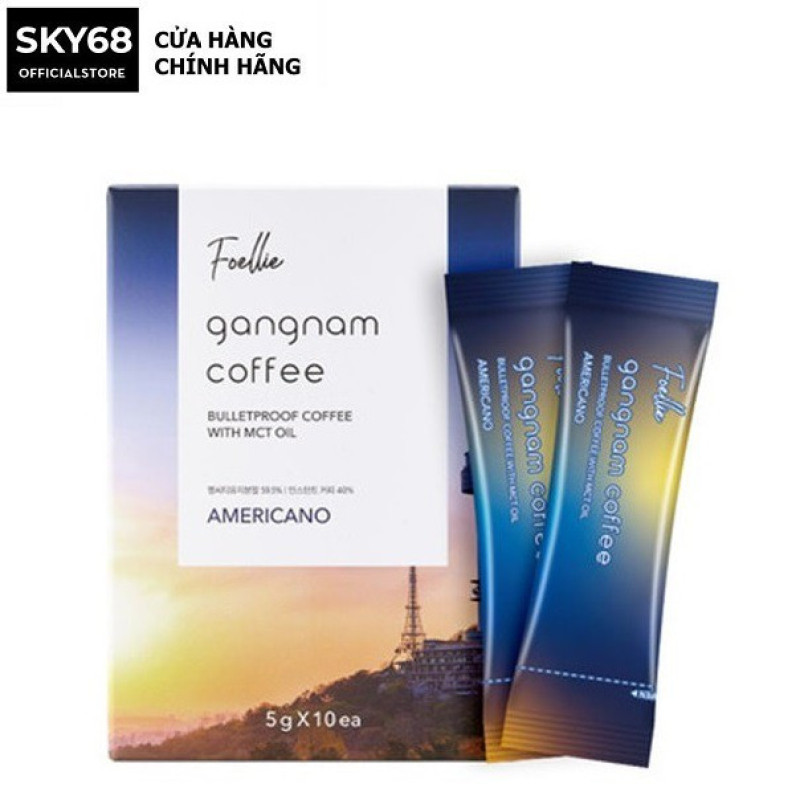Hộp 10 Gói Cà Phê Giảm Cân HƯƠNG VỊ AMERICANO Foellie Gangnam Coffee 5g x 10 - AMERICANO