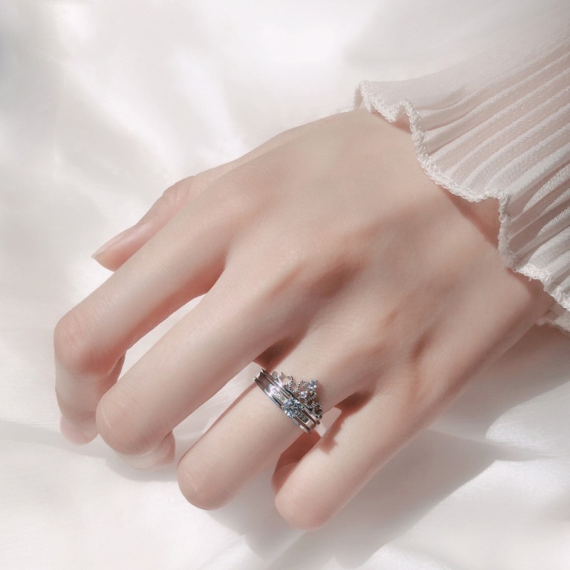2 chiếc - cặp nhẫn vương miệng dễ thương đeo được 2 kiểu