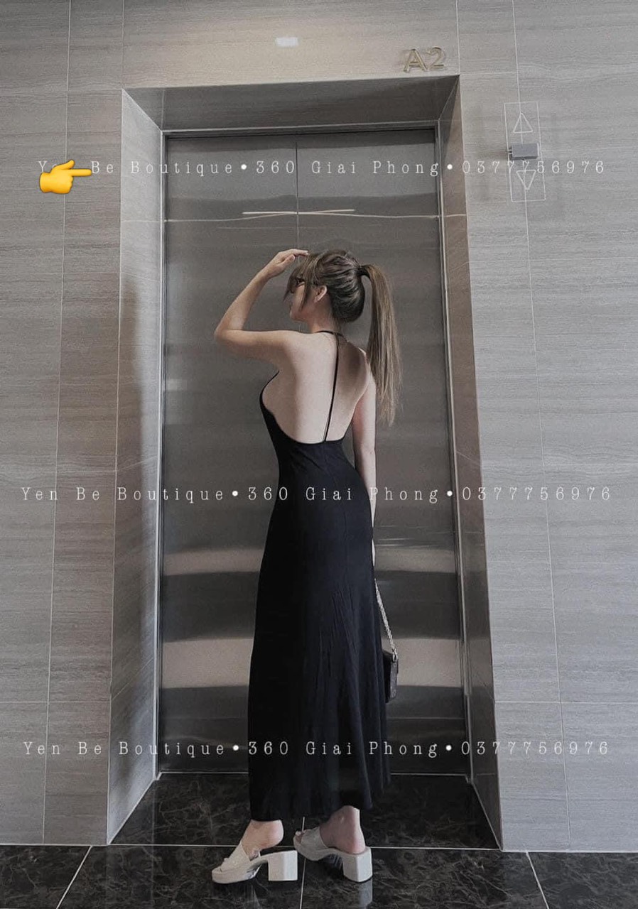 đầm xòe dáng dài 1 dây dọc lưng sexy chất thun lụa mềm