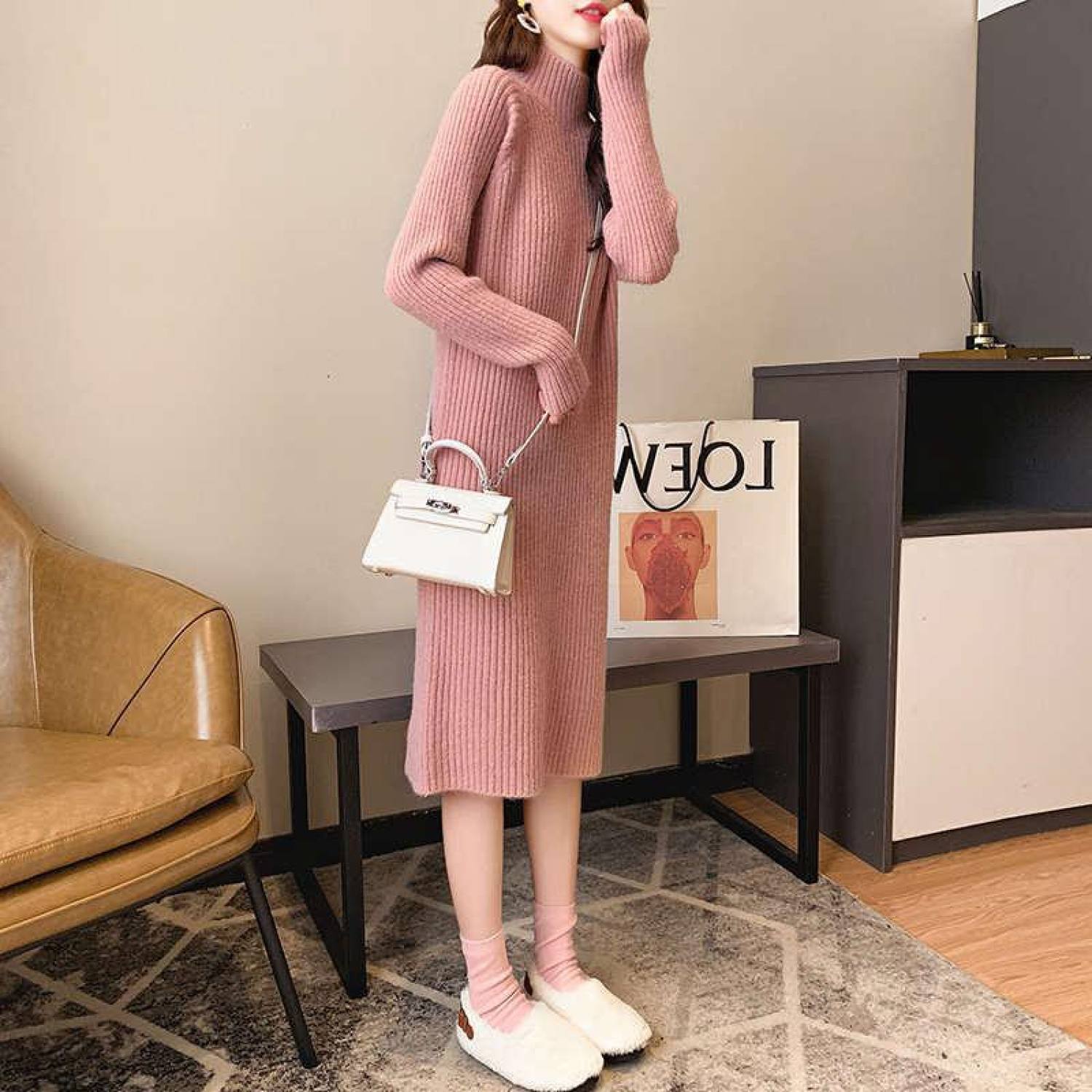 váy len cổ lọ dáng dài dày ấm 2021