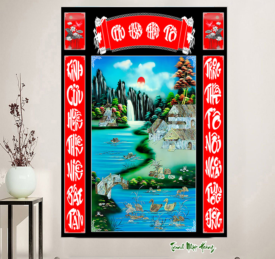 Tranh 3D Cửu Huyền Thất Tổ phòng thờ