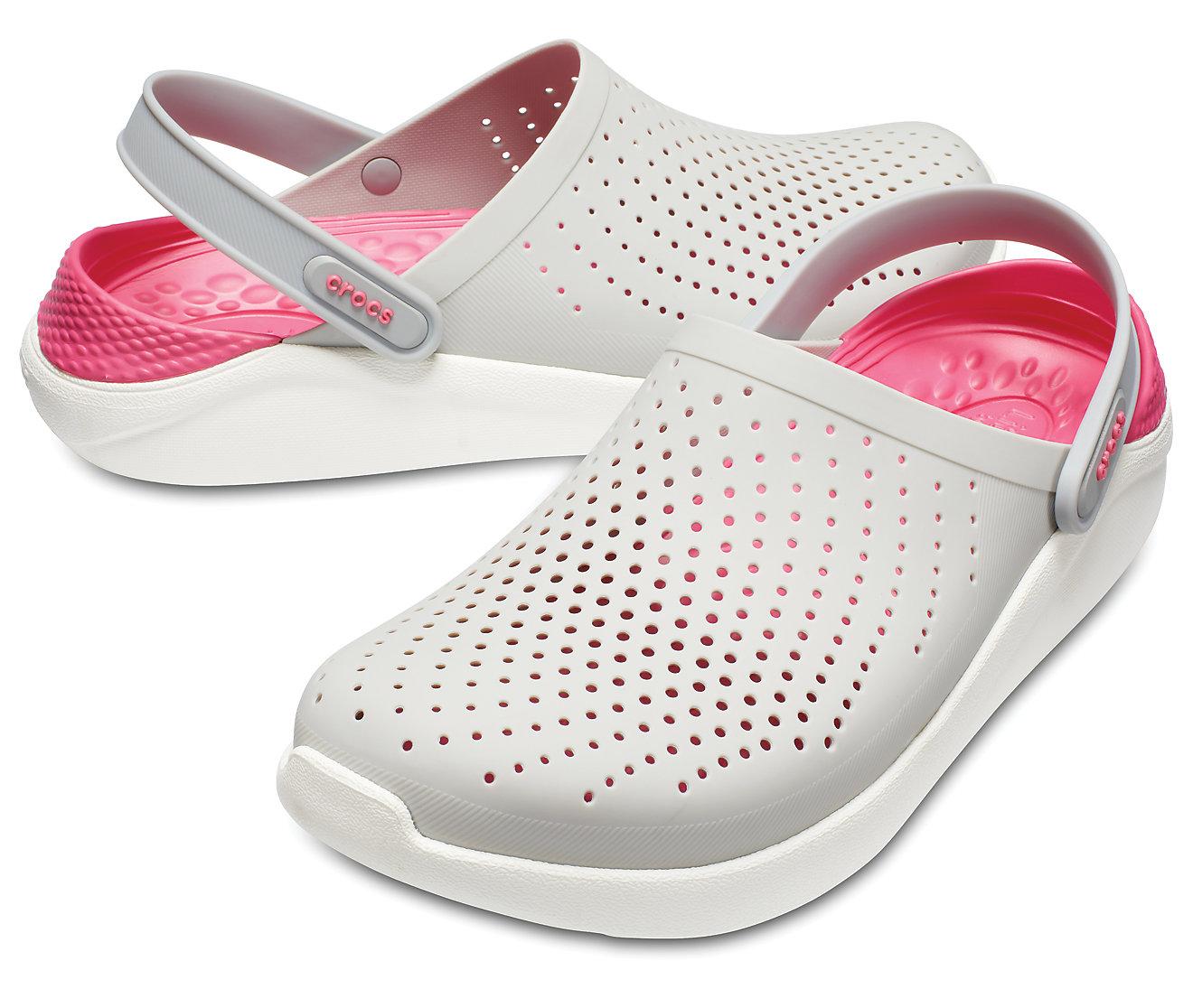 Dép Sục nhựa Crocs Literide chống thấm nước (Màu xám/hồng)