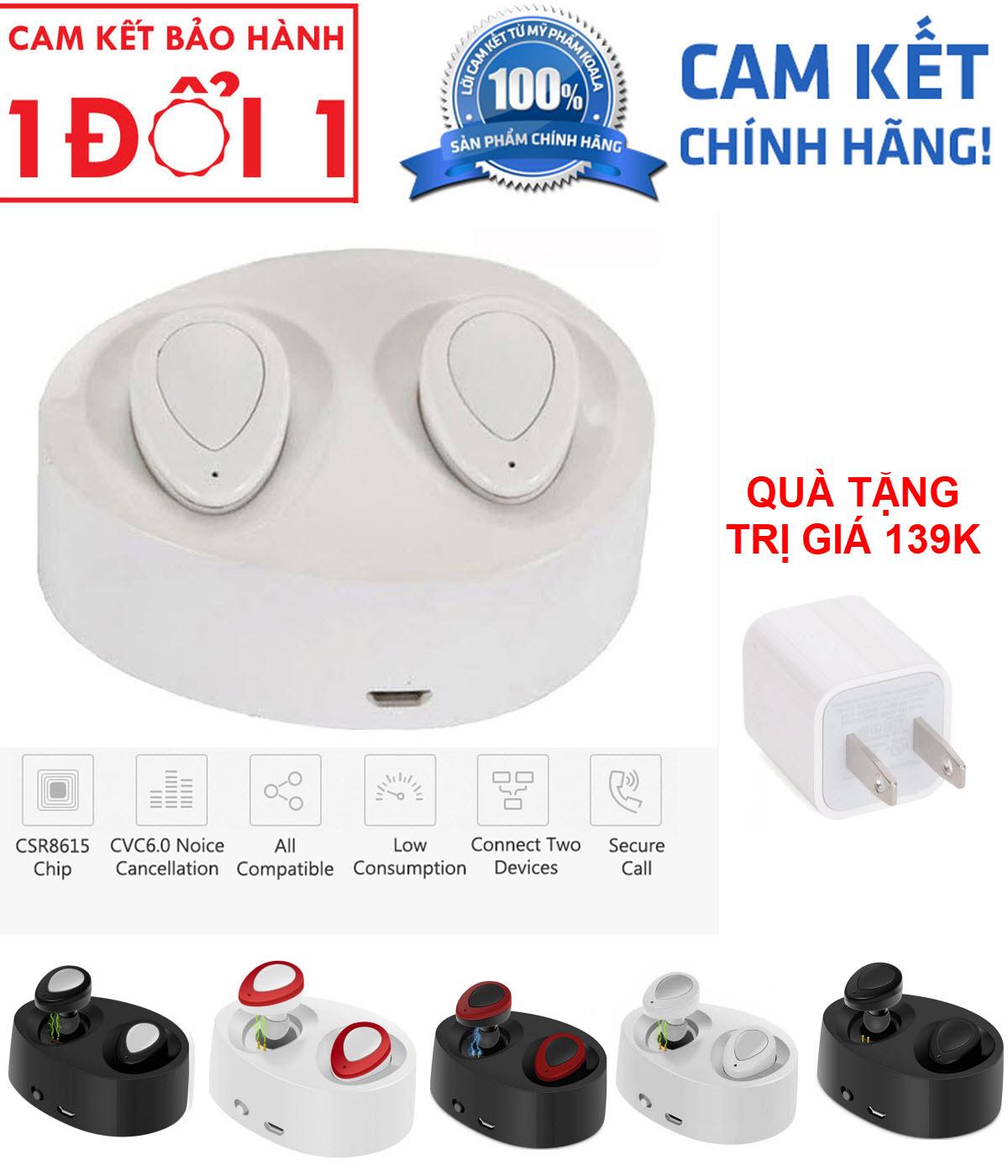 Tặng củ sạc ip trị giá 139k -tai nghe bluetooth 2 tai không dây cao cấp pin trâu dock sạc tích hợp pin dự phòng 450mah tws k2 - tai nghe bluetooth tws-k2 wireless earbuds ios/android v4.1 - có dock sạc