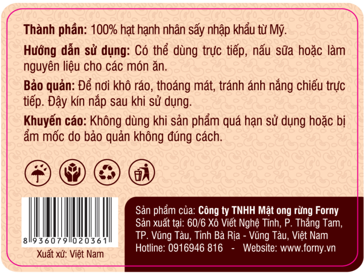 Hạt hạnh nhân Forny With Nuts gói 500g