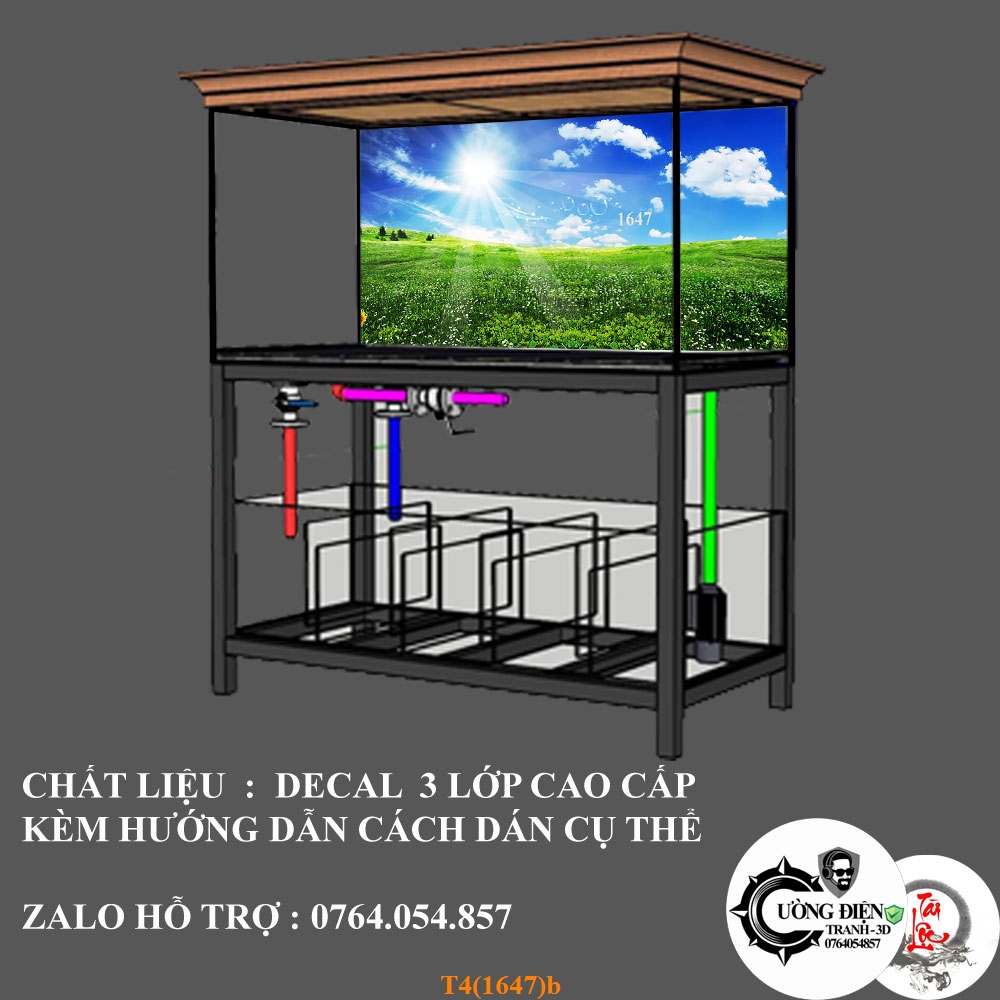 Tranh 3D dán bể cá cảnh - Có keo sẵn - Nhiều kích thướt lựa chọn